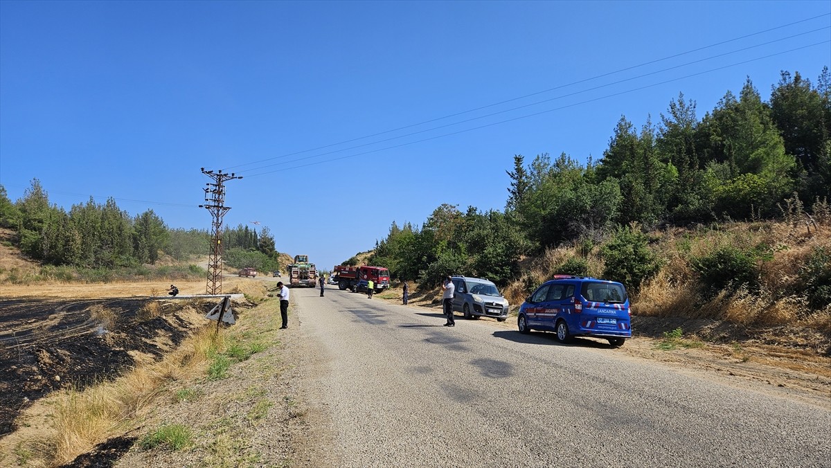 Çanakkale'nin Eceabat ilçesinde çıkan orman yangınına havadan ve karadan müdahale ediliyor.