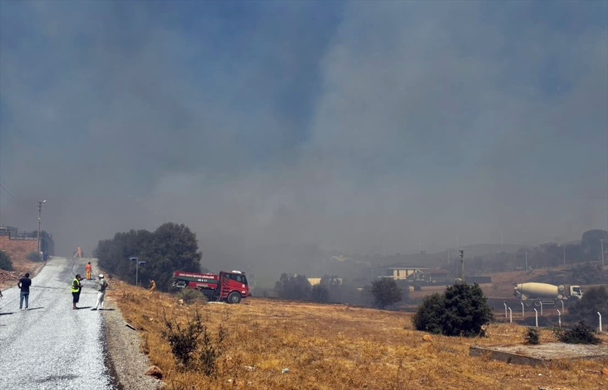 Aydın'ın Didim ilçesinde makilik alanda çıkan yangına havadan ve karadan müdahale ediliyor.