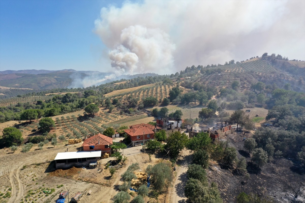 Manisa'nın Gördes ilçesindeki orman yangınlarına havadan ve karadan müdahale sürüyor. Boyalı ve...