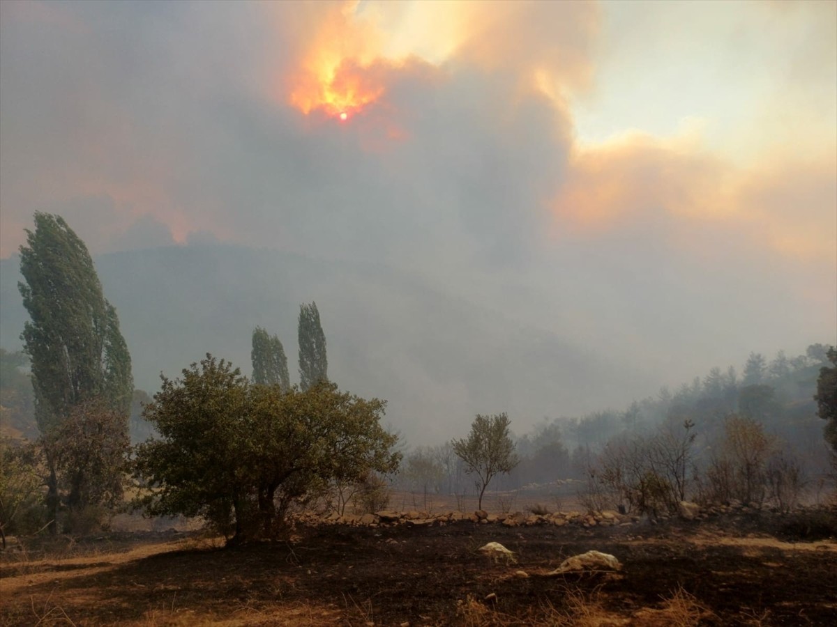 Manisa'nın Gördes ilçesindeki orman yangınlarına havadan ve karadan müdahale sürüyor. Salihli...