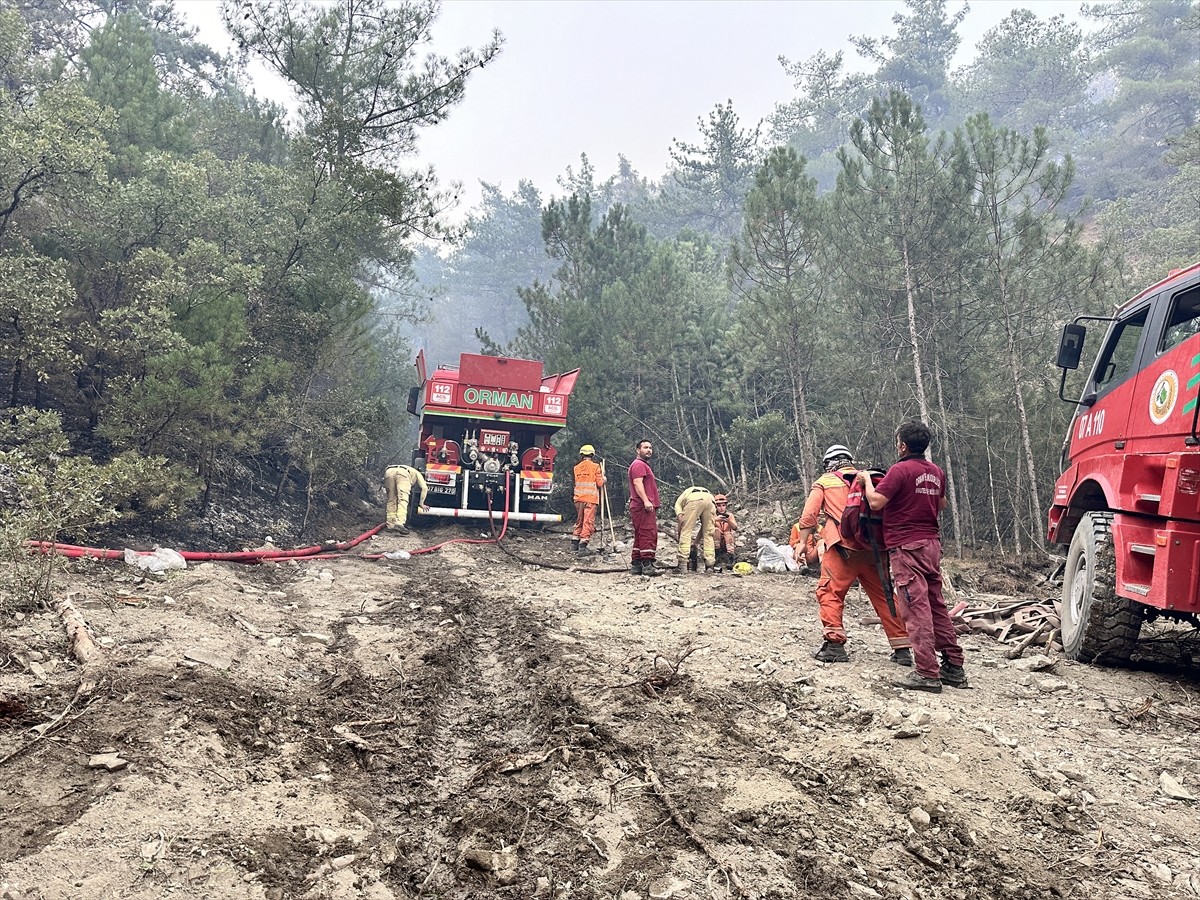 Bolu'nun Göynük ilçesindeki orman yangınını söndürme çalışmalarına aralarında kadınların da olduğu...