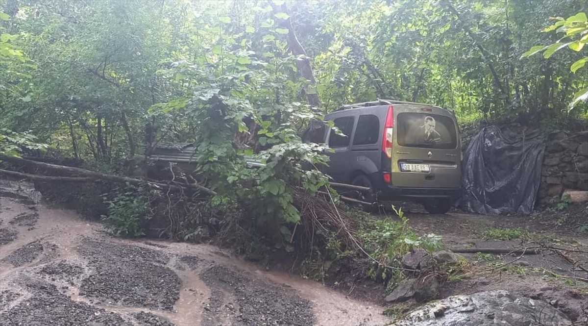 Artvin'de etkili olan sağanak Maden köyünde taşkın ve heyelanlara neden oldu, köy yolu ulaşıma...