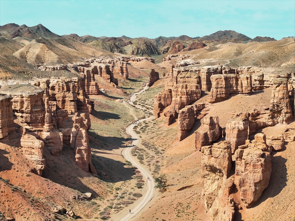 Kazakistan'da Almatı şehrinin yaklaşık 200 kilometre doğusunda bulunan "Charyn Kanyonu", doğal...