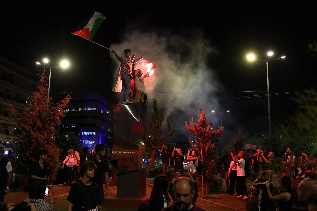 Yunanistan'ın başkenti Atina'da İsrail'in Gazze'ye yönelik saldırılarının birinci yılında...